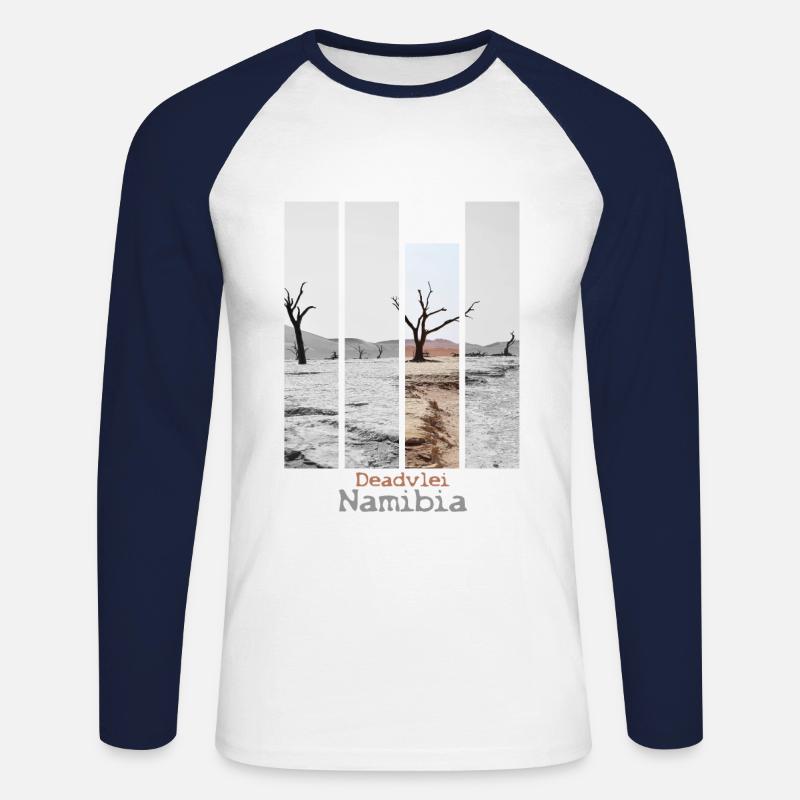 Deadvlei Namibia - Unisex Baseballshirt langarm - Weiß/Navy