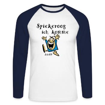 Spiekeroog, lustige ,sprüche - Unisex Baseballshirt langarm - Weiß/Navy - Vorne - Nik (191cm)