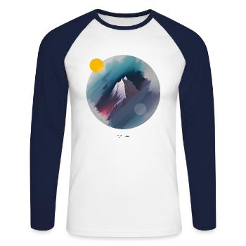 Montagne peinte - T-shirt baseball manches longues Homme - blanc/marine - Devant - Nik (191cm)