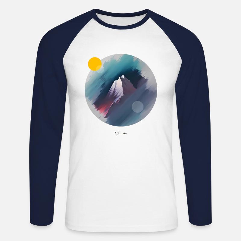Gemalter Berg - Unisex Baseballshirt langarm - Weiß/Navy