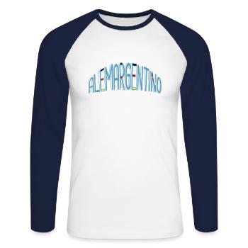 Argentinien-Deutsche deutsch-argentinisch Geschenk - Unisex Baseballshirt langarm - Weiß/Navy - Vorne - Nik (191cm)