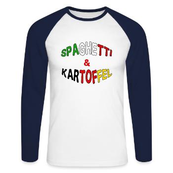 Deutsch-Italiano italienisch Geschenk lustig - Unisex Baseballshirt langarm - Weiß/Navy - Vorne - Nik (191cm)