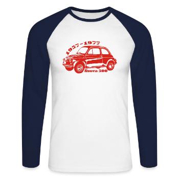 500 Nuova - Unisex Baseballshirt langarm - Weiß/Navy - Vorne - Nik (191cm)