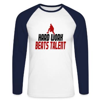 Basketball Training Saying Hard Work Beats Talent - Unisex Long Sleeve Baseball T-Shirt - white/navy - Front - Nik (191cm)