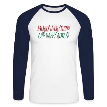 Noël joyeux tout et heureux toujours - T-shirt baseball manches longues Homme - blanc/marine - Devant - Nik (191cm)