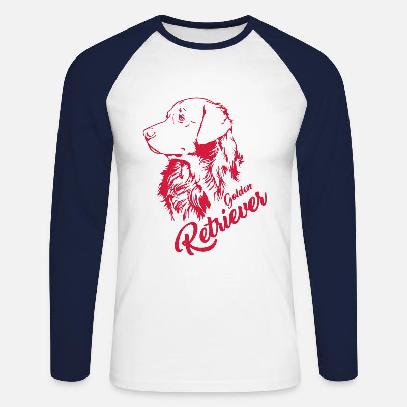 Golden Retriever - Unisex Baseballshirt langarm - Weiß/Navy