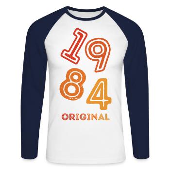 1984 Original - Unisex Long Sleeve Baseball T-Shirt - white/navy - Front - Nik (191cm)