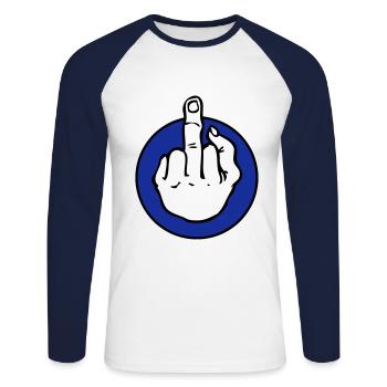 fuck - doigt d'honneur - T-shirt baseball manches longues Homme - blanc/marine - Devant - Nik (191cm)