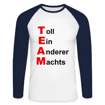 TEAM-TOLL EIN ANDERER MACHTS - Unisex Baseballshirt langarm - Weiß/Navy - Vorne - Nik (191cm)