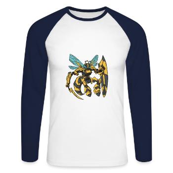 Bee Brave Courageux - T-shirt baseball manches longues Homme - blanc/marine - Devant - Nik (191cm)