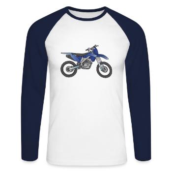 Blue Motocross motorcycle - Unisex Long Sleeve Baseball T-Shirt - white/navy - Front - Nik (191cm)