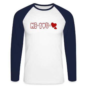 Valentine's Day Couples Gift Idea Me Plus You Heart - Unisex Long Sleeve Baseball T-Shirt - white/navy - Front - Nik (191cm)