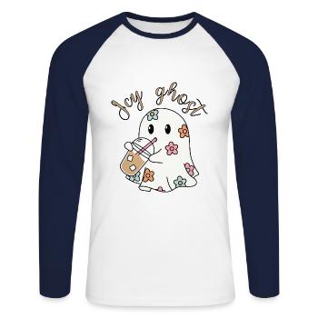 Eisiger Geist - Unisex Baseballshirt langarm - Weiß/Navy - Vorne - Nik (191cm)