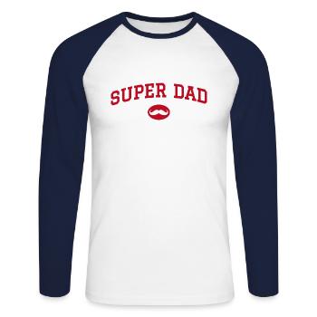 Super dad mustache - Unisex Long Sleeve Baseball T-Shirt - white/navy - Front - Nik (191cm)