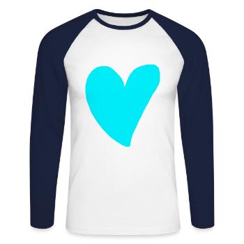 Heart turquoise cyan gift idea green blue - Unisex Long Sleeve Baseball T-Shirt - white/navy - Front - Nik (191cm)