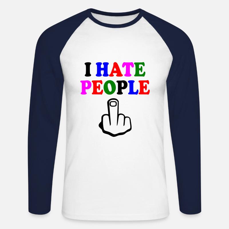 I hate people - Unisex Baseballshirt langarm - Weiß/Navy