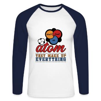 Science Science Atom Gift Student Physics - Unisex Long Sleeve Baseball T-Shirt - white/navy - Front - Nik (191cm)