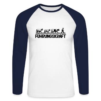 Landwirt Bauer Viehzüchter Milchbauer Geschenkidee - Unisex Baseballshirt langarm - Weiß/Navy - Vorne - Nik (191cm)