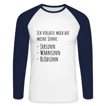 Sinne lustiger spruch Geschenk - Unisex Baseballshirt langarm - Weiß/Navy - Vorne - Nik (191cm)