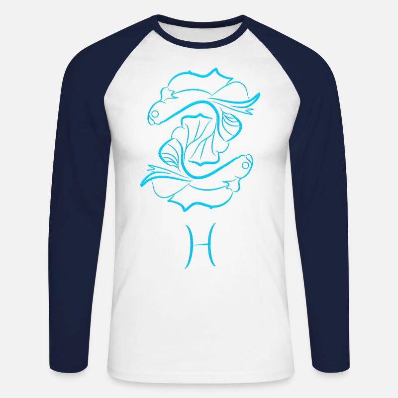 Fisch - Unisex Baseballshirt langarm - Weiß/Navy