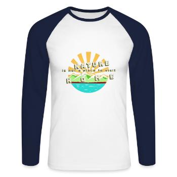 NATURE IS NOTH A PLACE TO VISIT IT IS HOME - T-shirt baseball manches longues Homme - blanc/marine - Devant - Nik (191cm)