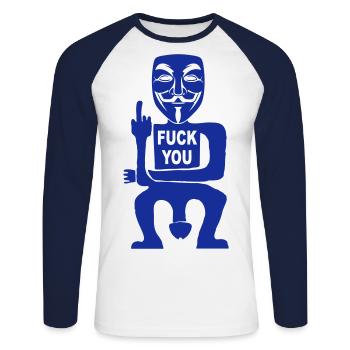 fuck you - T-shirt baseball manches longues Homme - blanc/marine - Devant - Nik (191cm)