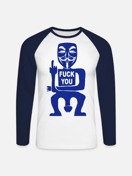 fuck you - Unisex Long Sleeve Baseball T-Shirt - white/navy