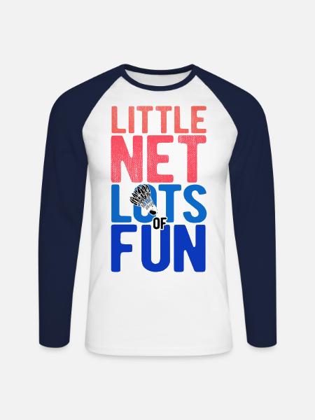Badminton - Unisex Baseballshirt langarm - Weiß/Navy