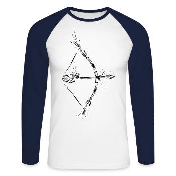 Pfeil und Bogen - Unisex Baseballshirt langarm - Weiß/Navy - Vorne - Nik (191cm)