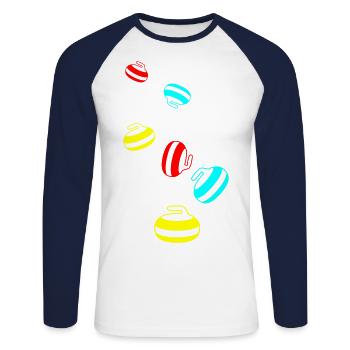 Curling sport - Unisex Long Sleeve Baseball T-Shirt - white/navy - Front - Nik (191cm)
