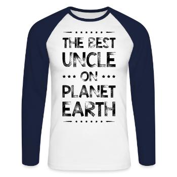 Best Uncle Saying - Unisex Long Sleeve Baseball T-Shirt - white/navy - Front - Nik (191cm)