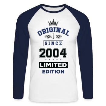 2004 limited edition Geburtstag - Unisex Baseballshirt langarm - Weiß/Navy - Vorne - Nik (191cm)