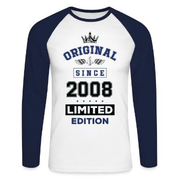 2008 limited edition Geburtstag - Unisex Baseballshirt langarm - Weiß/Navy - Vorne - Nik (191cm)