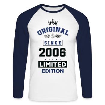 2006 limited edition Geburtstag - Unisex Baseballshirt langarm - Weiß/Navy - Vorne - Nik (191cm)