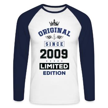 2009 limited edition Geburtstag - Unisex Baseballshirt langarm - Weiß/Navy - Vorne - Nik (191cm)