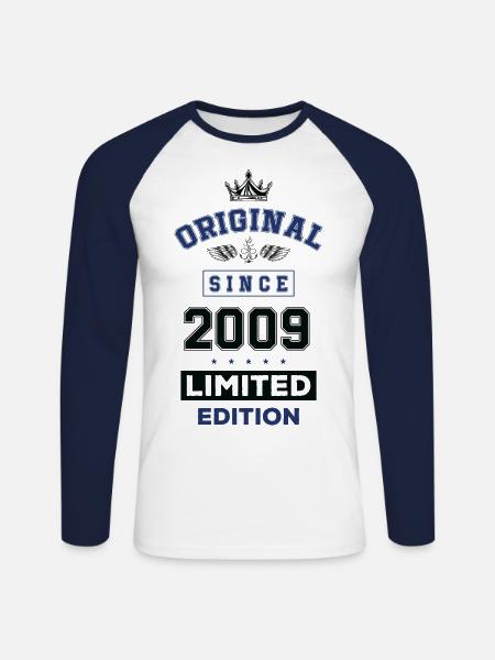 2009 limited edition fødselsdag - Langærmet herre-baseballshirt - hvid/marineblå