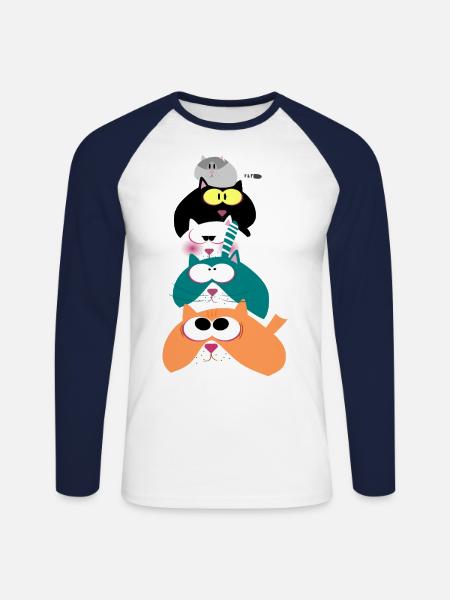Cats - Unisex Long Sleeve Baseball T-Shirt - white/navy