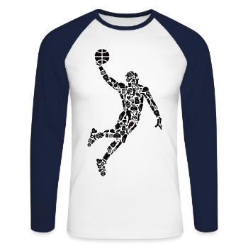 Basketball Player Symbols Basketball Basketball Player - Unisex Long Sleeve Baseball T-Shirt - white/navy - Front - Nik (191cm)