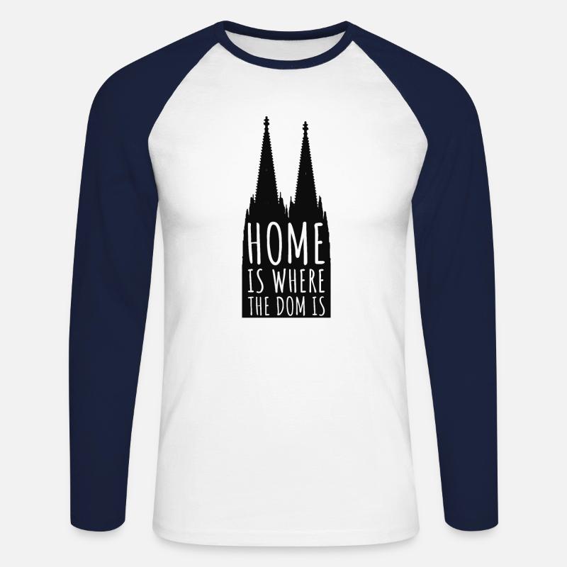 HOME IS WHERE THE DOM IS | Kölner Dom Karneval - Unisex Baseballshirt langarm - Weiß/Navy