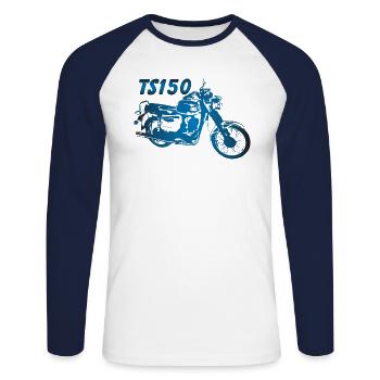 MZ TS150 - Unisex Baseballshirt langarm - Weiß/Navy - Vorne - Nik (191cm)