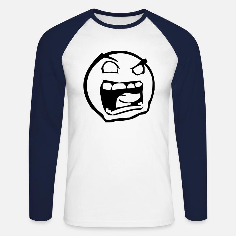 Smiley Sauer schwarz - Unisex Baseballshirt langarm - Weiß/Navy