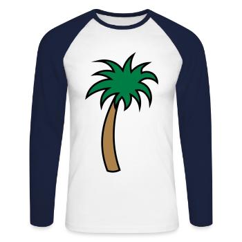 Palme palm tree palmier - Tropen - Strandurlaub - Unisex Baseballshirt langarm - Weiß/Navy - Vorne - Nik (191cm)