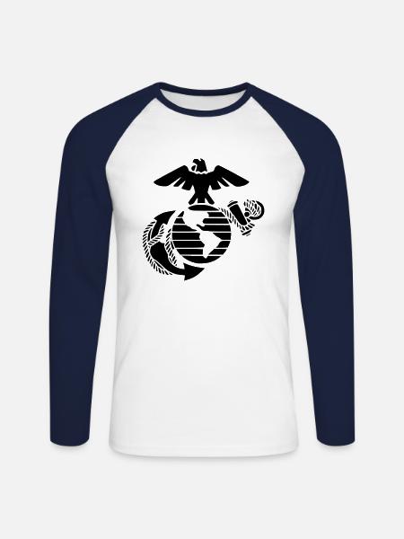 Marine Marines - Unisex Long Sleeve Baseball T-Shirt - white/navy