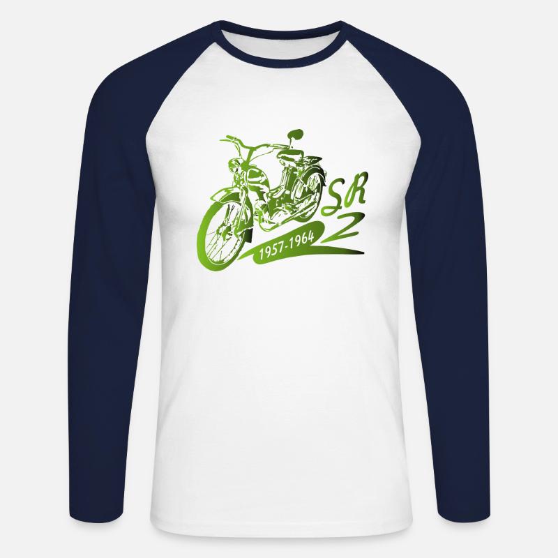 SR2 Simson schräg - Unisex Baseballshirt langarm - Weiß/Navy