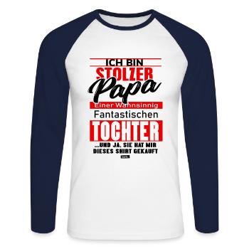 Papa Fier d’une fille 2 HARIZ Papa Fête des Pères G - T-shirt baseball manches longues Homme - blanc/marine - Devant - Nik (191cm)
