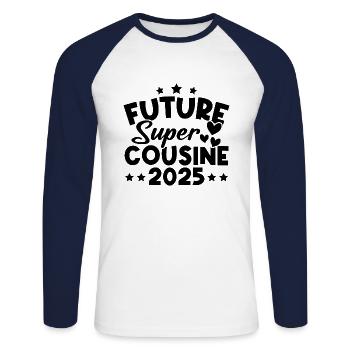 Future super cousine 2025 - T-shirt baseball manches longues Homme - blanc/marine - Devant - Nik (191cm)