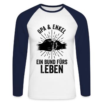 Grandfather, grandson, grandpa - Unisex Long Sleeve Baseball T-Shirt - white/navy - Front - Nik (191cm)