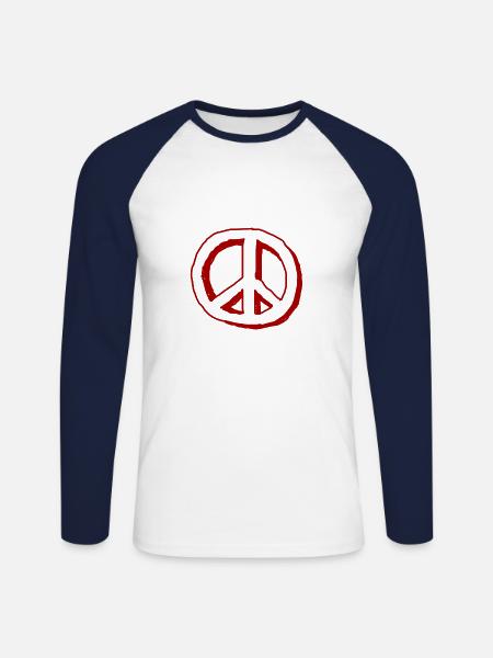 A peace sign symbol - Unisex Long Sleeve Baseball T-Shirt - white/navy