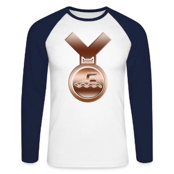 Bronze Swimming Award medal - Unisex Long Sleeve Baseball T-Shirt - white/navy - Front - Nik (191cm)