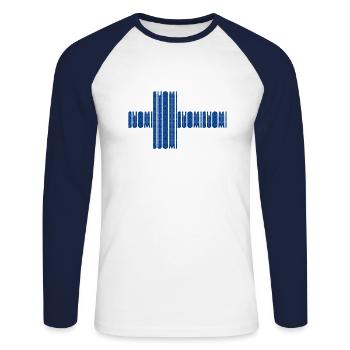 Suomi Finlande - T-shirt baseball manches longues Homme - blanc/marine - Devant - Nik (191cm)